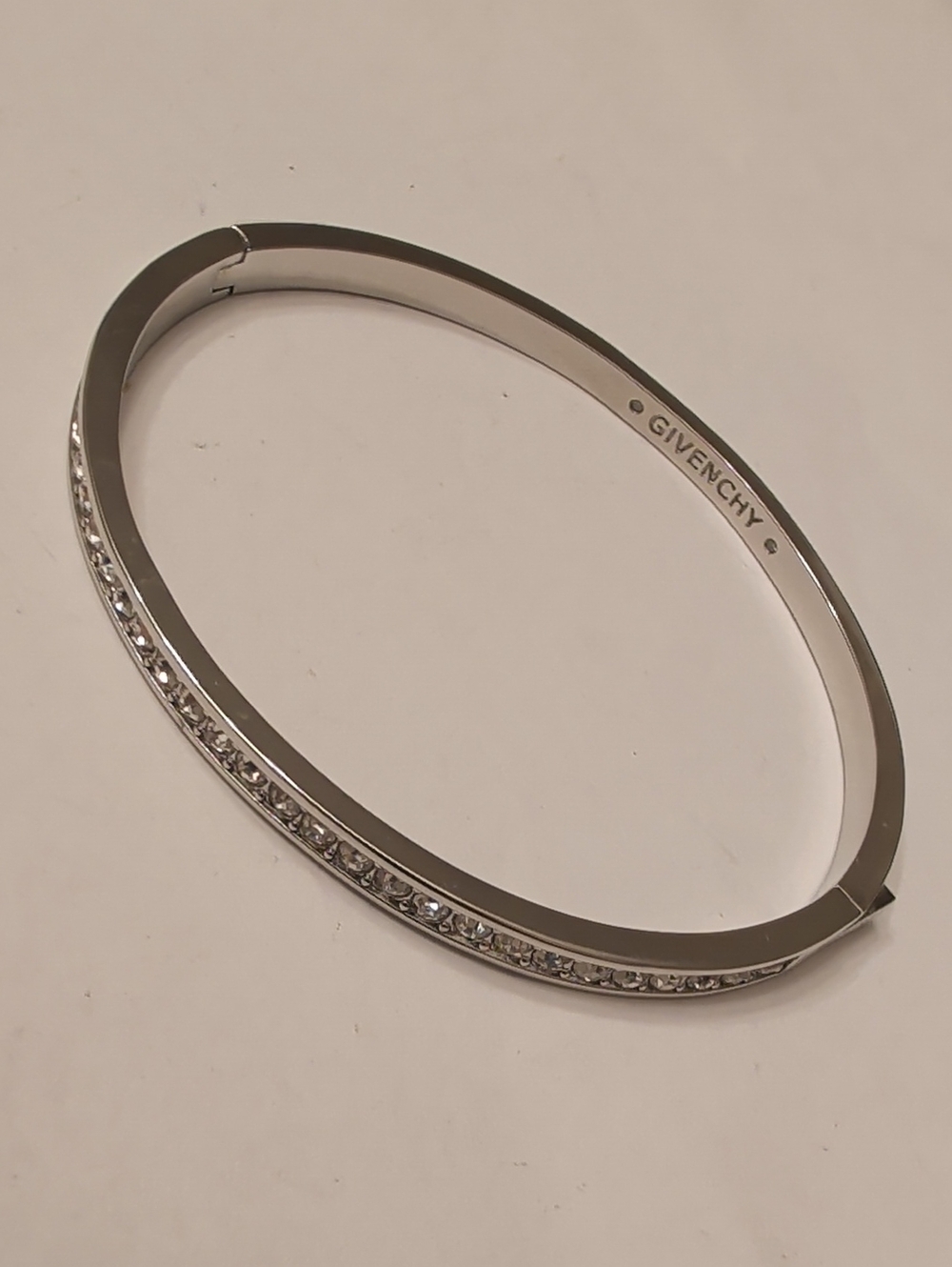 Givenchy Silver Tone Crystal-Set Bangle Bracelet
